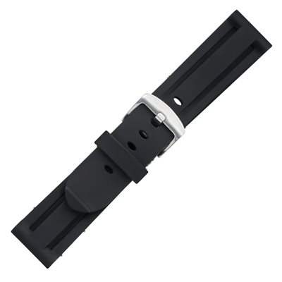 Black Silicone Watchband 22mm, Black