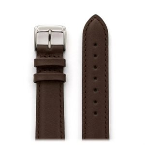 Men's Stitched Calfskin Leather Band 18mm,Brown