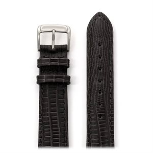 Bracelet Texture Lezard Aligator Doublé Homme 18mm, Noir