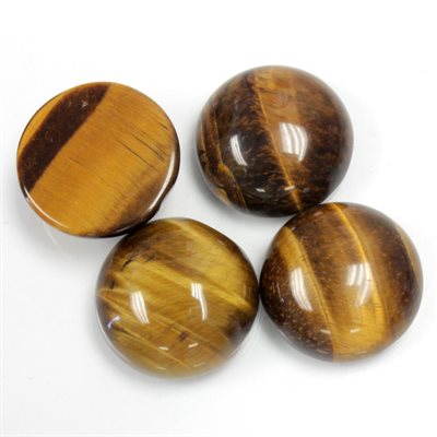 Tiger Eye, 16.0, Round Cabochon, Brown