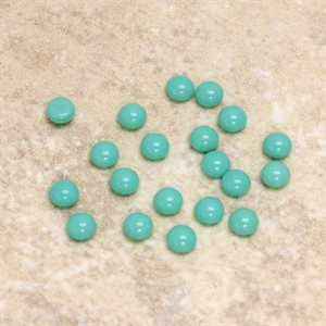Turquoise, 4.0mm, Rond, Cabochon, Bleu