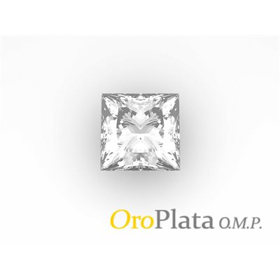 Zircon Cubic, 3.0mm, Carré, Princesse, Blanc